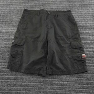 Vintage Y2K No Fear Cargo Shorts Mens 34 Black Ripstop Utility Pockets